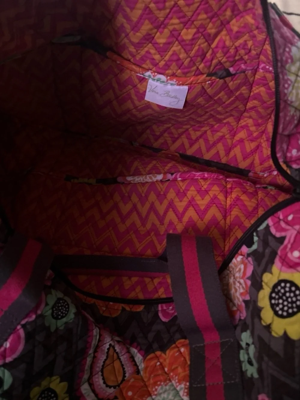 Vera Bradley Quilted Floral Tote in Pink, Orange & Green